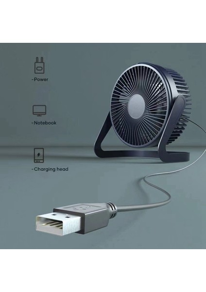 Küçük USB Fan Masaüstü 8 Inç Takılabilir Mini Sessiz Küçük Fan Koyu Mavi (Yurt Dışından)