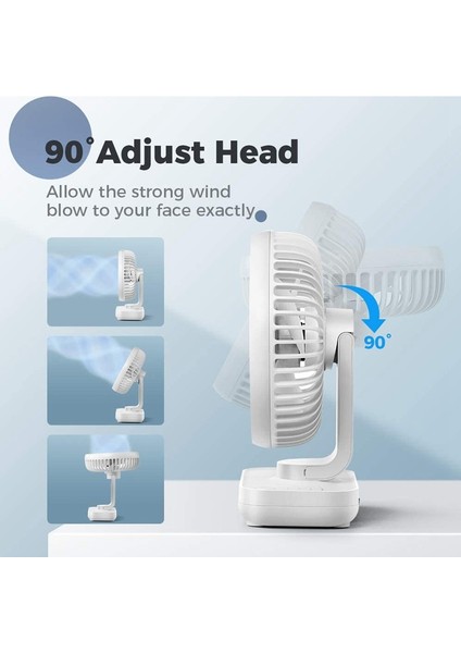 USB Fan, Pille Çalışan, Mini Fan, Güçlü Hava Akımı Beyaz Renk (Yurt Dışından)