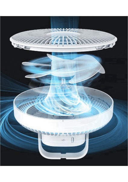 USB Güç Bankası Tavan Vantilatörü 3 Dişli Duvar Ventilador, Gri (Yurt Dışından)