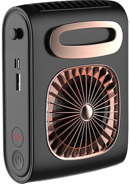 Boyun Fanı Eller Serbest Bel Fanı, 10000MAH Klimalı Siyah (Yurt Dışından)