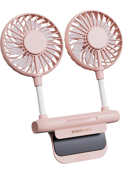 Fan Ofis Öğrencileri Için Ekran Fanı USB Elektrikli Çift Fan-Pembe (Yurt Dışından)