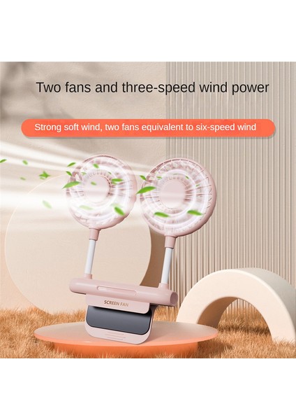 Fan Ofis Öğrencileri Için Ekran Fanı USB Elektrikli Çift Fan-Pembe (Yurt Dışından)