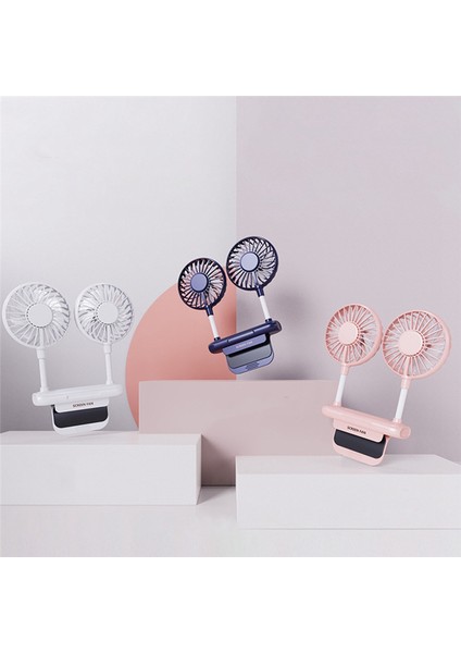 Fan Ofis Öğrencileri Için Ekran Fanı USB Elektrikli Çift Fan-Pembe (Yurt Dışından)