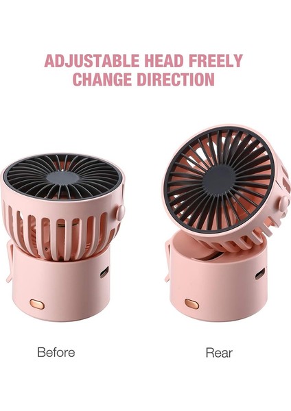 Taşınabilir Mini Fan, Kişisel Fan USB Şarj Edilebilir Pil Pembe (Yurt Dışından)