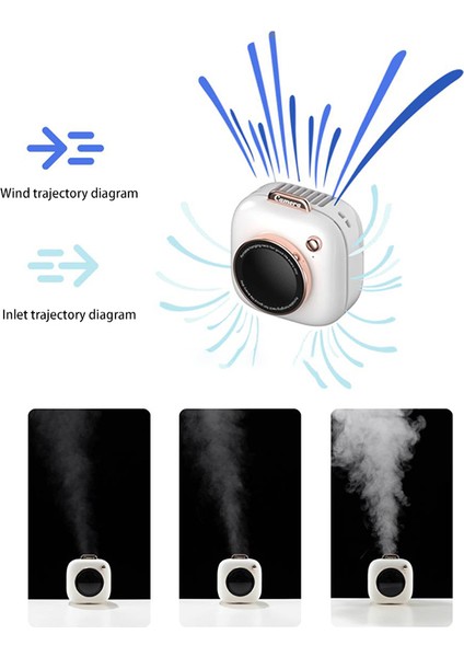 Asılı Boyun Kamera Tarzı Fan USB Şarj Edilebilir Taşınabilir - Beyaz (Yurt Dışından)