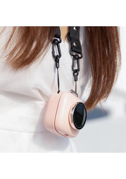 Asılı Boyun Kamera Tarzı Fan USB Şarj Edilebilir Taşınabilir - Pembe (Yurt Dışından)