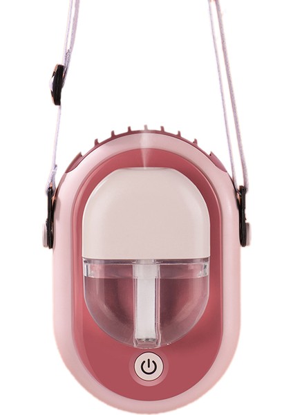 Taşınabilir Asılı Boyun Fanı USB Şarj Edilebilir Fan Nemlendirici -Pembe (Yurt Dışından)