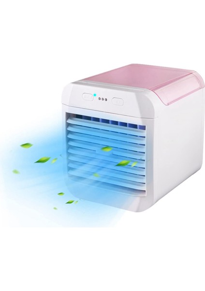 Mini Hava Soğutucu Fan Sessiz USB Kişisel, 7 Renkli LED Işık - Pembe (Yurt Dışından)