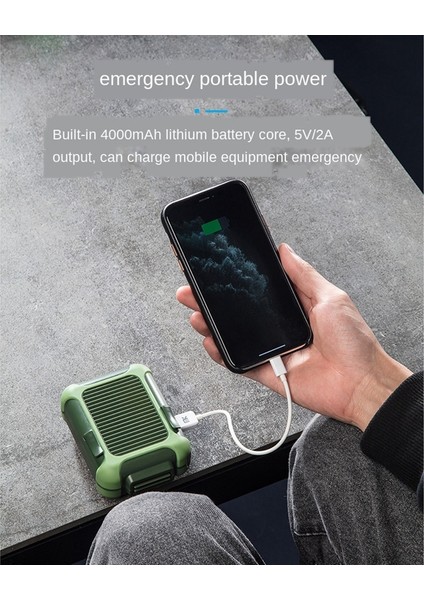 2'si 1 Arada Boyun Fanı El USB Şarjı Sessiz Elektrikli Fan Yeşil (Yurt Dışından)