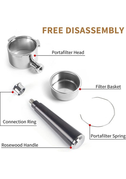 51MM Portafilter 3 Kulaklı, Paslanmaz Çelik, Ahşap Saplı ve Filtreli (Yurt Dışından) fiyatları