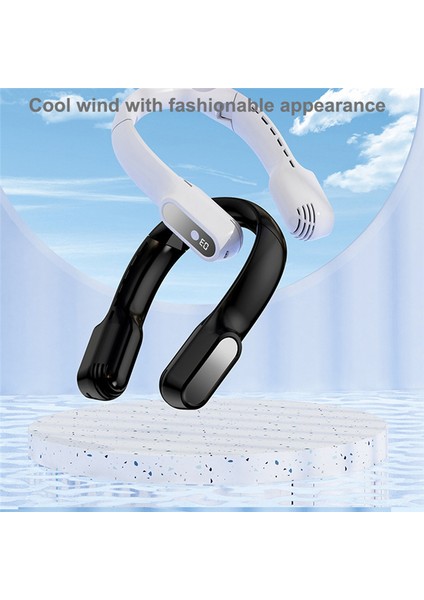Taşınabilir Boyun Fanı USB Şarj Edilebilir Bladeless Fanlar Elektrikli Fan Siyah (Yurt Dışından)