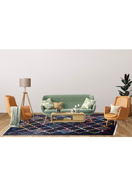 Modern Siyah Renkli Desen Dijital Baskı Hipoalerjenik Kaymaz Taban Halı Yolluk Ha199 indirimleri