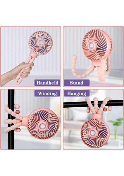 Mini El Arabası Fanı, Esnek Tripodlu, Kamp Için Pembe (Yurt Dışından) modelleri