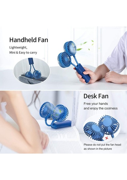 Küçük El Fanı,çift Kafalı Fan,2'si 1 Arada Çok Amaçlı Küçük Fan,mavi (Yurt Dışından) modelleri