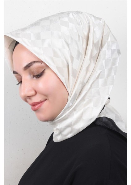 Fashion Monogram Eşarp 8090-23 Ekru
