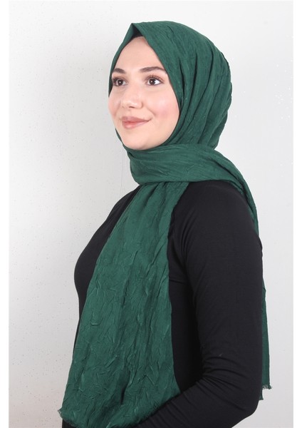 Bambu Kraşlı Şal 2724-58 Zümrüt Yeşili