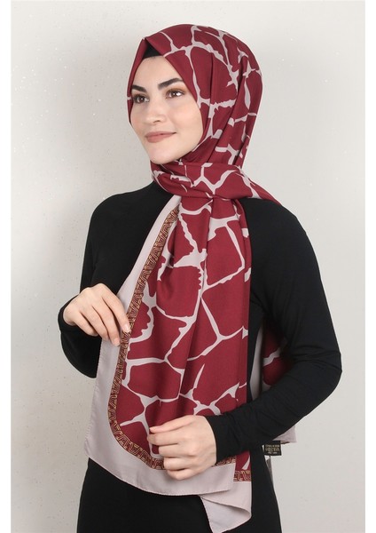 Medine Desenli Şal 1826-18 Bordo