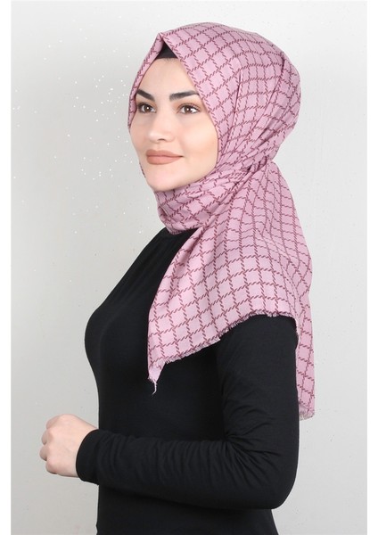 Pamuklu Desenli Şal 5758-3 Pembe