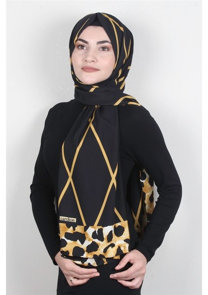 Medine Desenli Şal 1802-1 Siyah-Gold