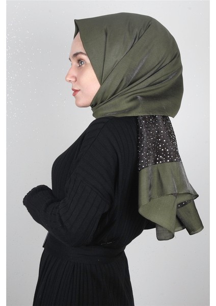 Taşlı Exclusive Şal 1606-17 Haki