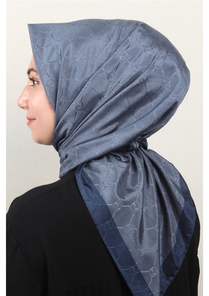 Fashion Monogram Eşarp 8089-16 Indigo modelleri