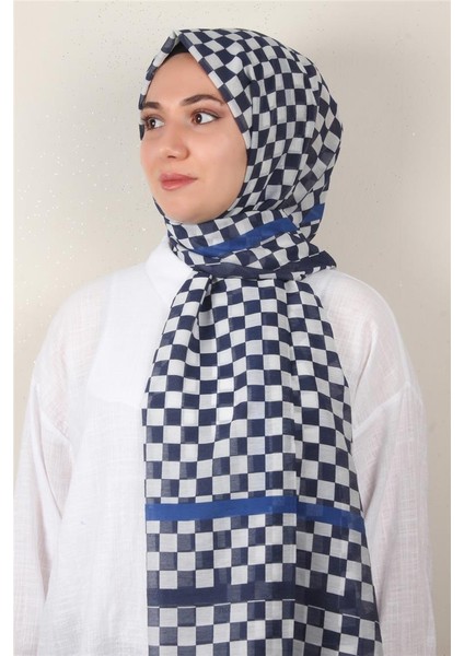 Cotton & Silk Şal 3641-10 Lacivert