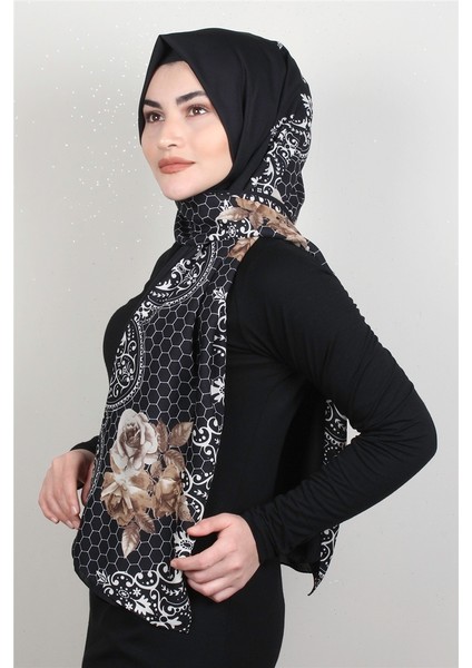 Medine Desenli Şal 1808-1 Siyah