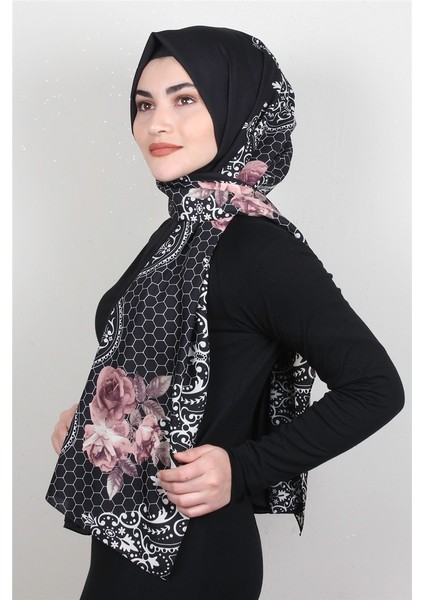 Medine Desenli Şal 1808-9 Siyah