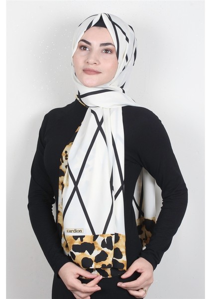 Medine Desenli Şal 1802-13 Ekru