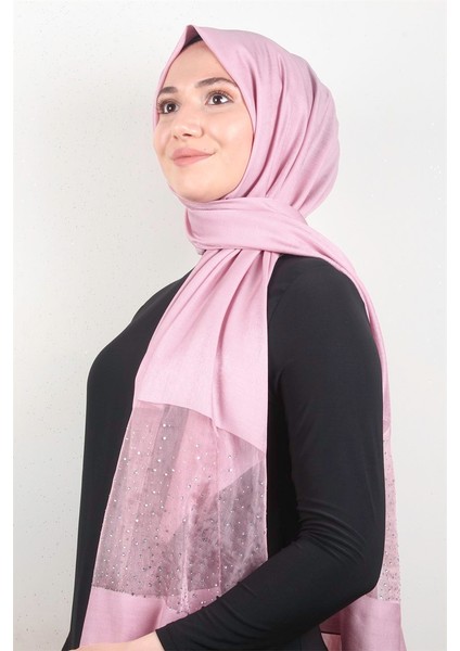 Taşlı Exclusive Şal 1606-29 Pembe