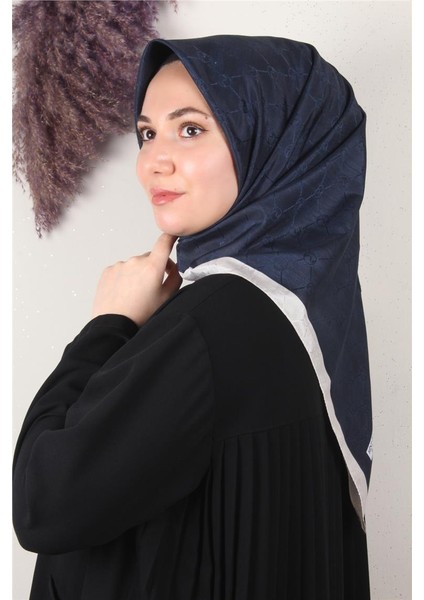 Fashion Monogram Eşarp 8089-22 Lacivert