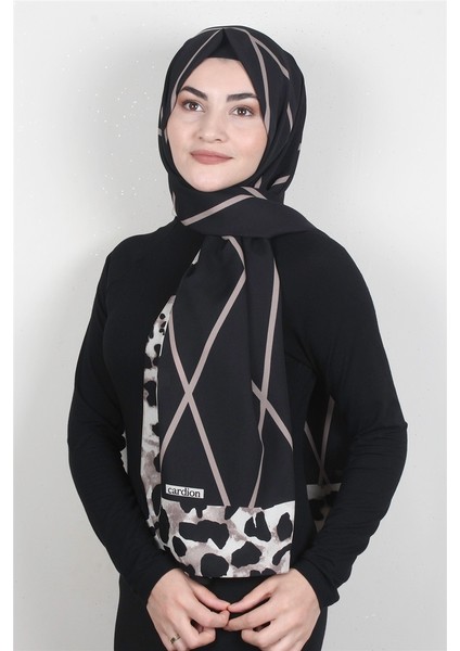 Medine Desenli Şal 1802-4 Siyah-Taş
