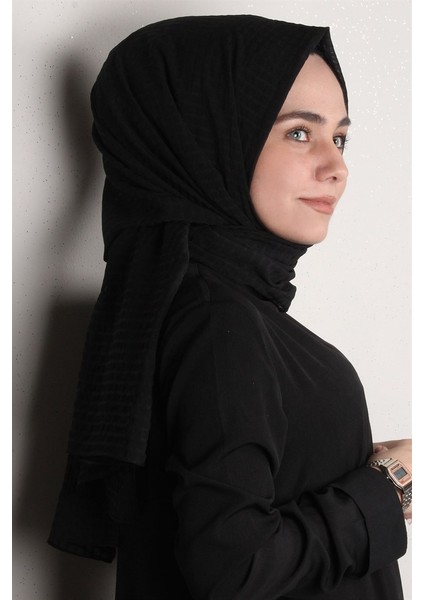 Trend Kare Desen Şal 1437-15 Siyah