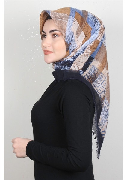 Pamuklu Trend Eşarp 9924-4 Lacivert