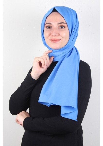 Şifon Şal Düz Renk 1293-116 Mavi