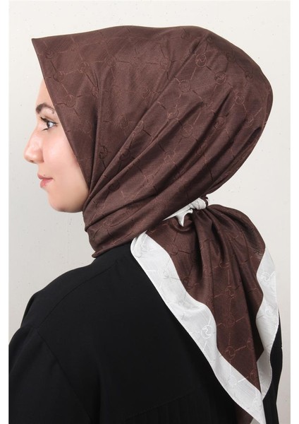 Fashion Monogram Eşarp 8089-9 Kahverengi modelleri