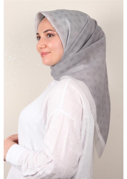 Coton & Silk Eşarp Gri 3645-4
