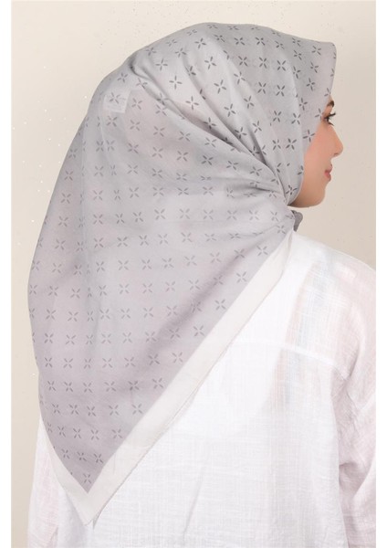 Coton & Silk Eşarp Gri 3645-4
