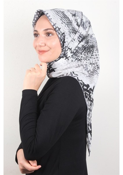 Piramit Krep Eşarp 116-0007-06 Gri