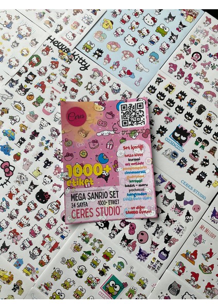 Dev Sanrio Sticker Set Hello Kitty Kuromi 34 Syf 1000+ Planlayıcı Bullet Journal Telefon Etiket