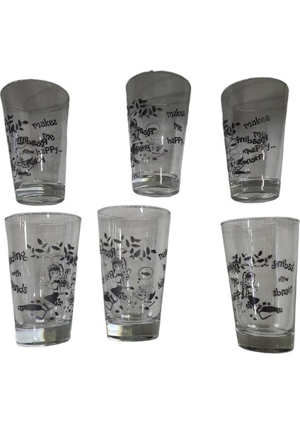 6'lı Arkadaşlarla Okumak Beni Mutlu Eder Kedili Su Cam Bardak Seti 400CC