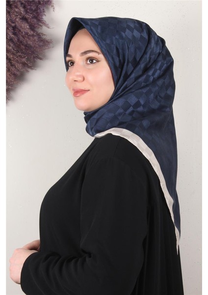 Fashion Monogram Eşarp 8090-8 Lacivert