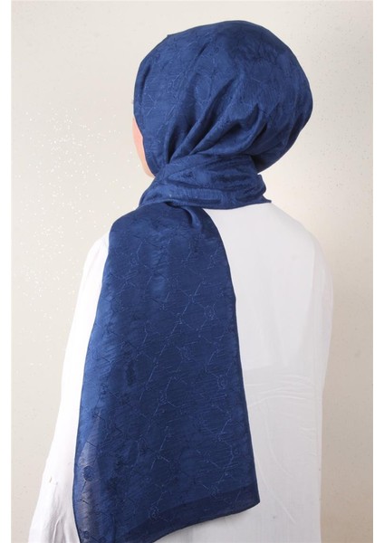 Ipeksi Monogram Şal 2753-1 Gece Mavisi