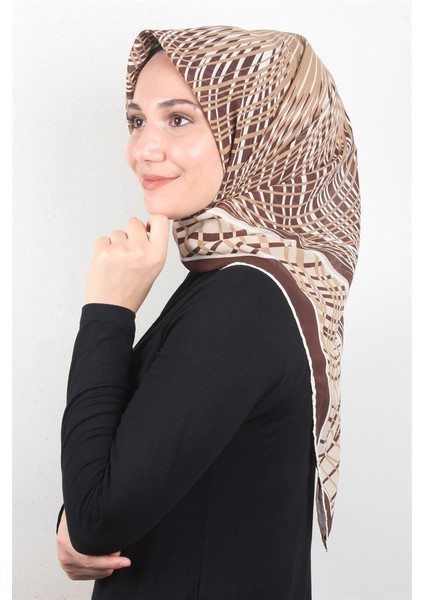 Piramit Krep Eşarp 116-0004-03 Kahve