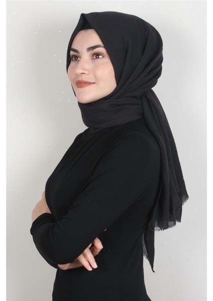 Kraşlı Pamuk Şal 2723-16 Siyah