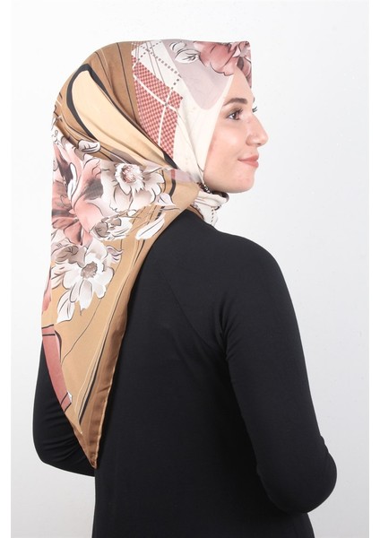 Piramit Krep Eşarp 116-0003-07 Kahve