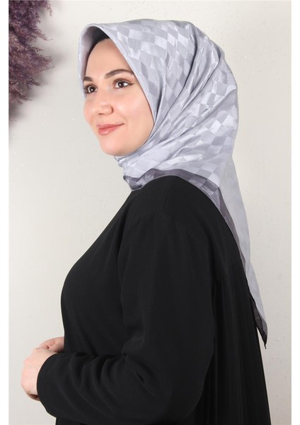 Fashion Monogram Eşarp 8090-15 Gümüş