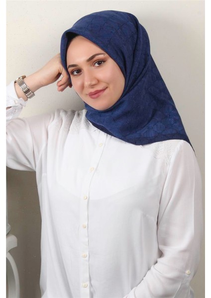 Ipeksi Monogram Eşarp 8086-13 Gece Mavisi