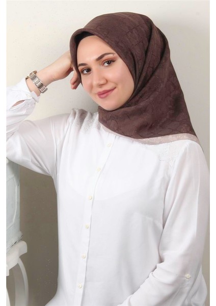 Ipeksi Monogram Eşarp 8086-21 Kahverengi