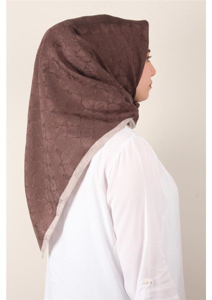 Ipeksi Monogram Eşarp 8086-21 Kahverengi